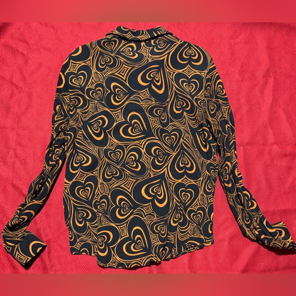 Lisa Says Gah Heart Patterned Pantsuit - Black and Orange - Picture 9 of 13